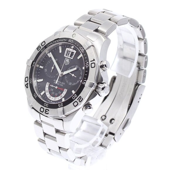 TAG HEUER Aqua racer CAF101A Grand Date black Dial Quartz Men's Watch - Picture 1 of 11